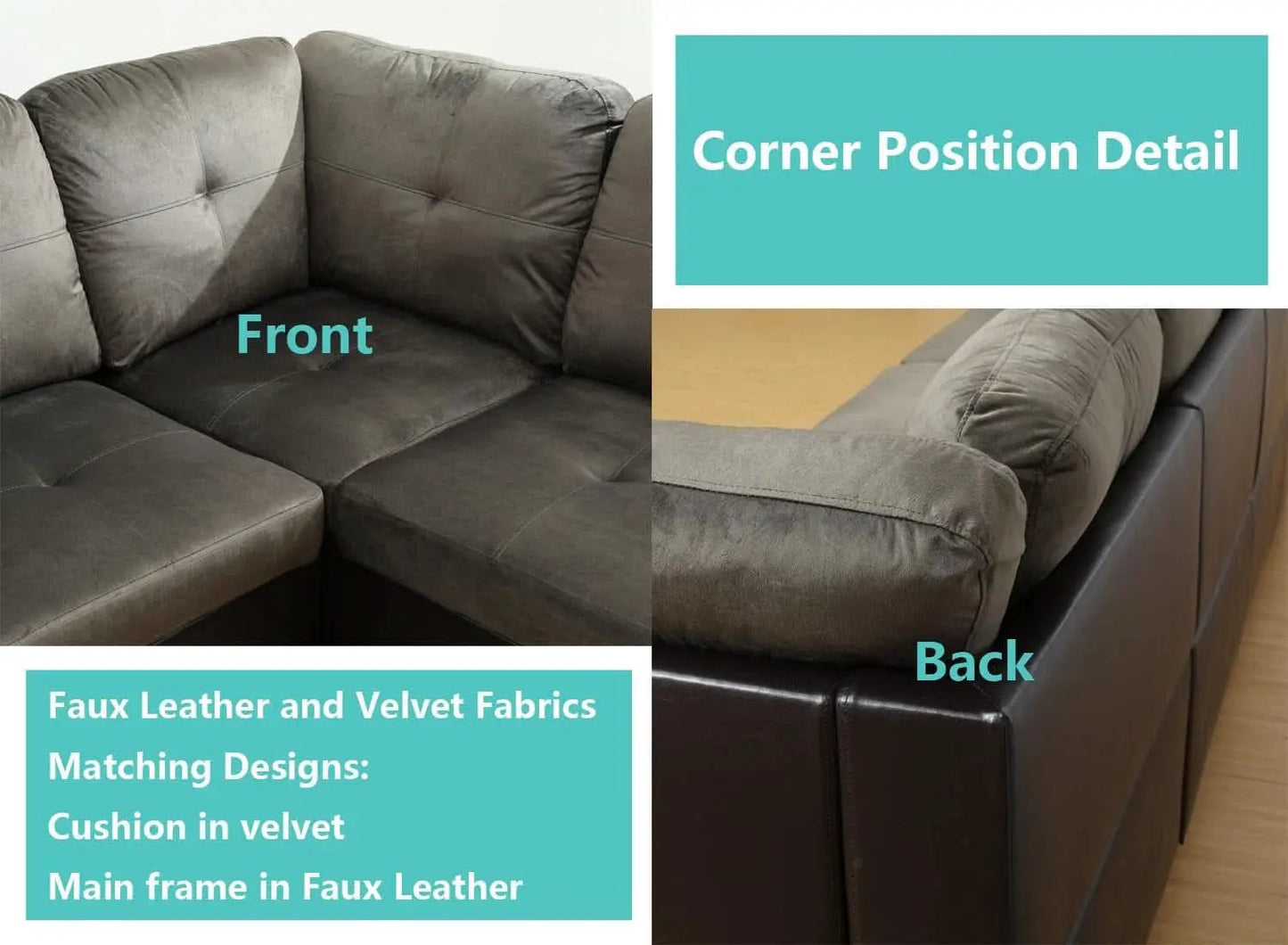 Taupe 105 Inch L Shaped Sectional Sofa With Storage Ottoman from PriceLows™