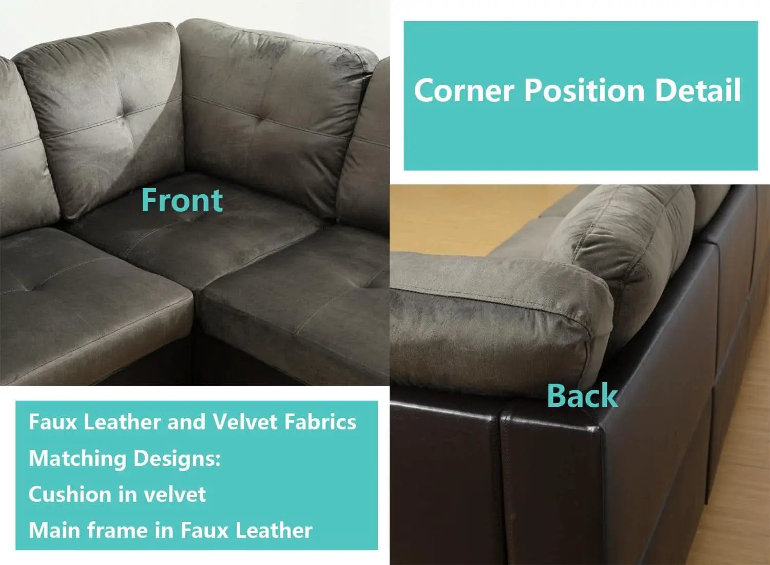 Taupe 105 Inch L Shaped Sectional Sofa With Storage Ottoman from PriceLows™