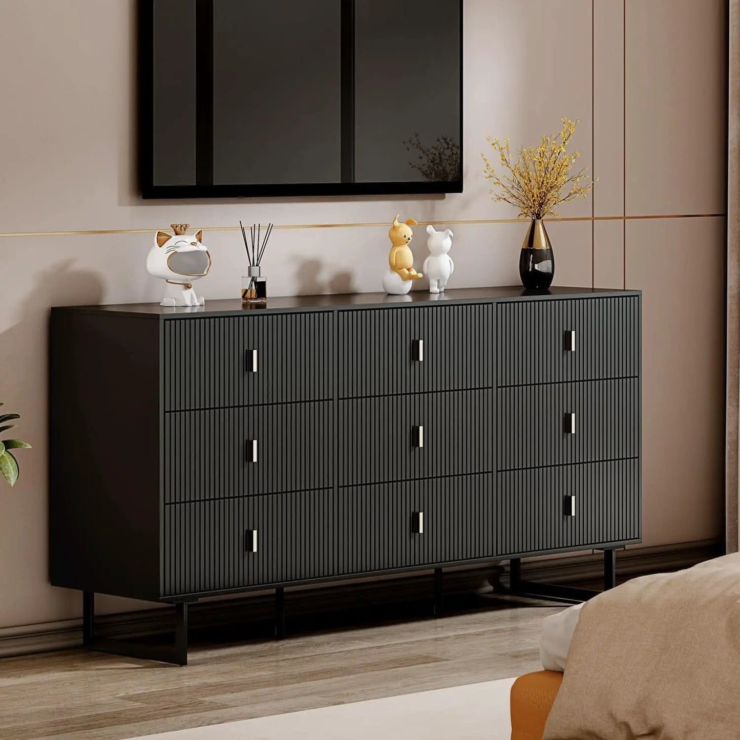 Matte Black Nine Drawer Organization Storage Cabinet from PriceLows™