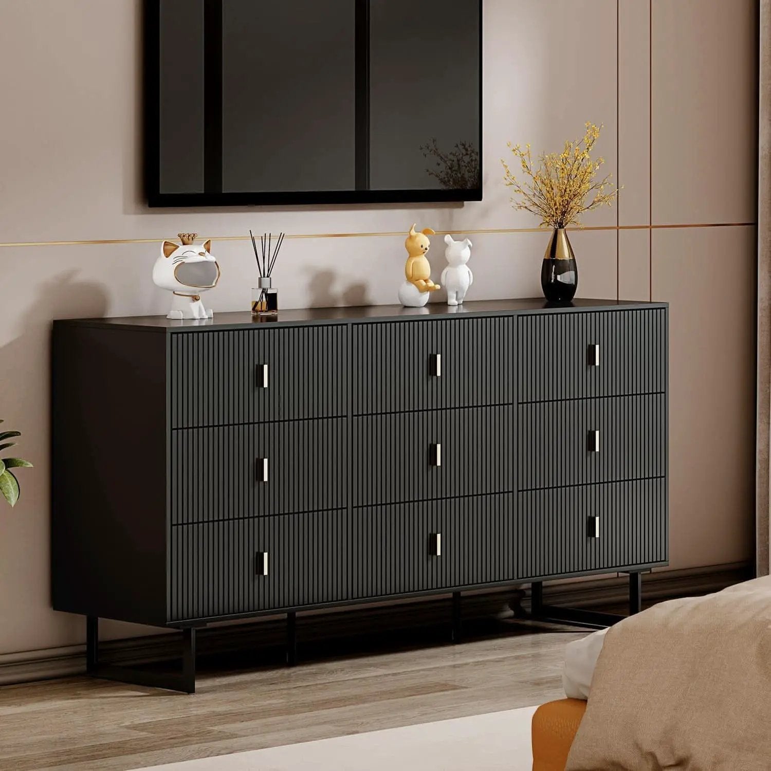 Matte Black Nine Drawer Organization Storage Cabinet from PriceLows™