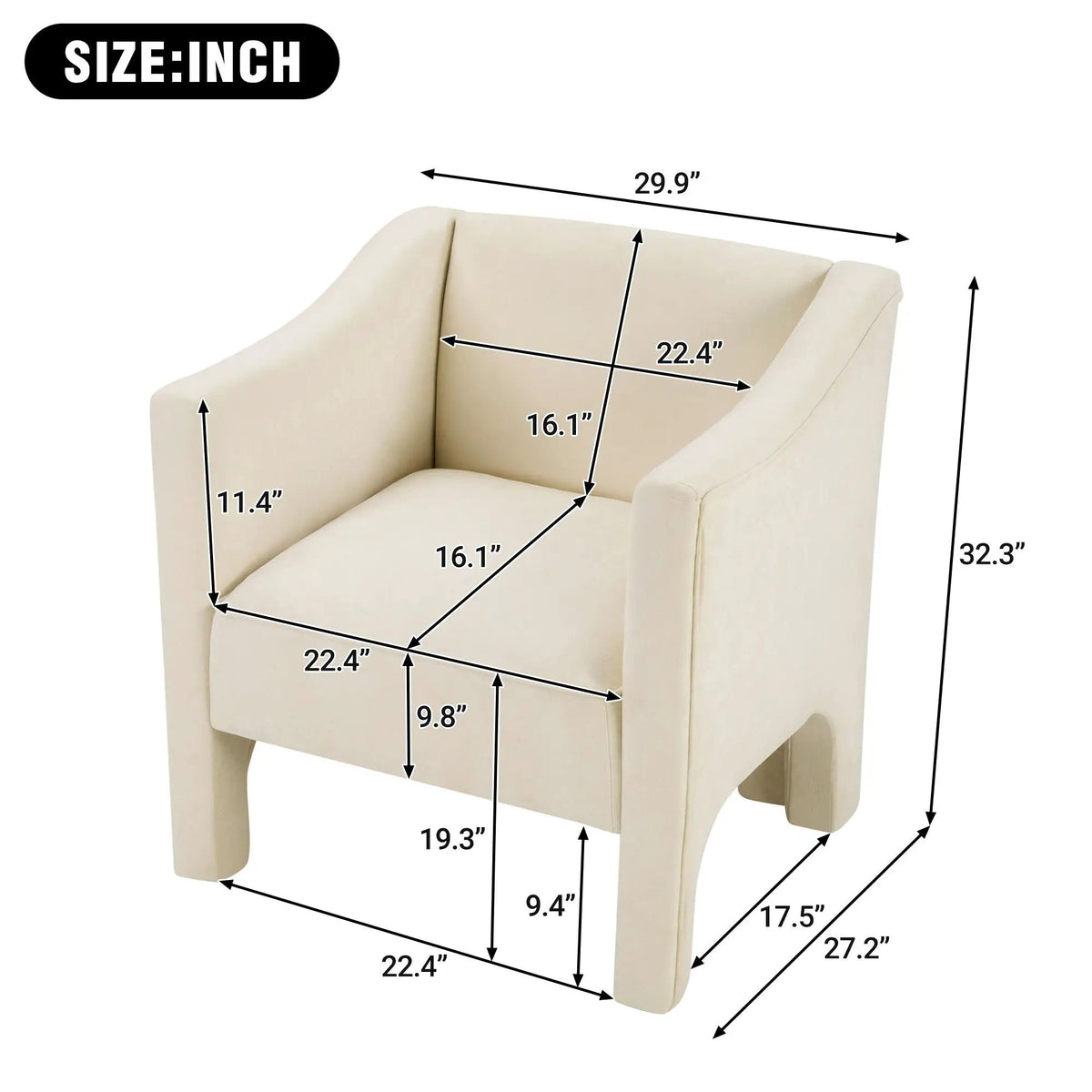 Barrel Accent Chair | Enclosed Wraparound Arms | Pill-Resistant Fabric | Ergonomic Support