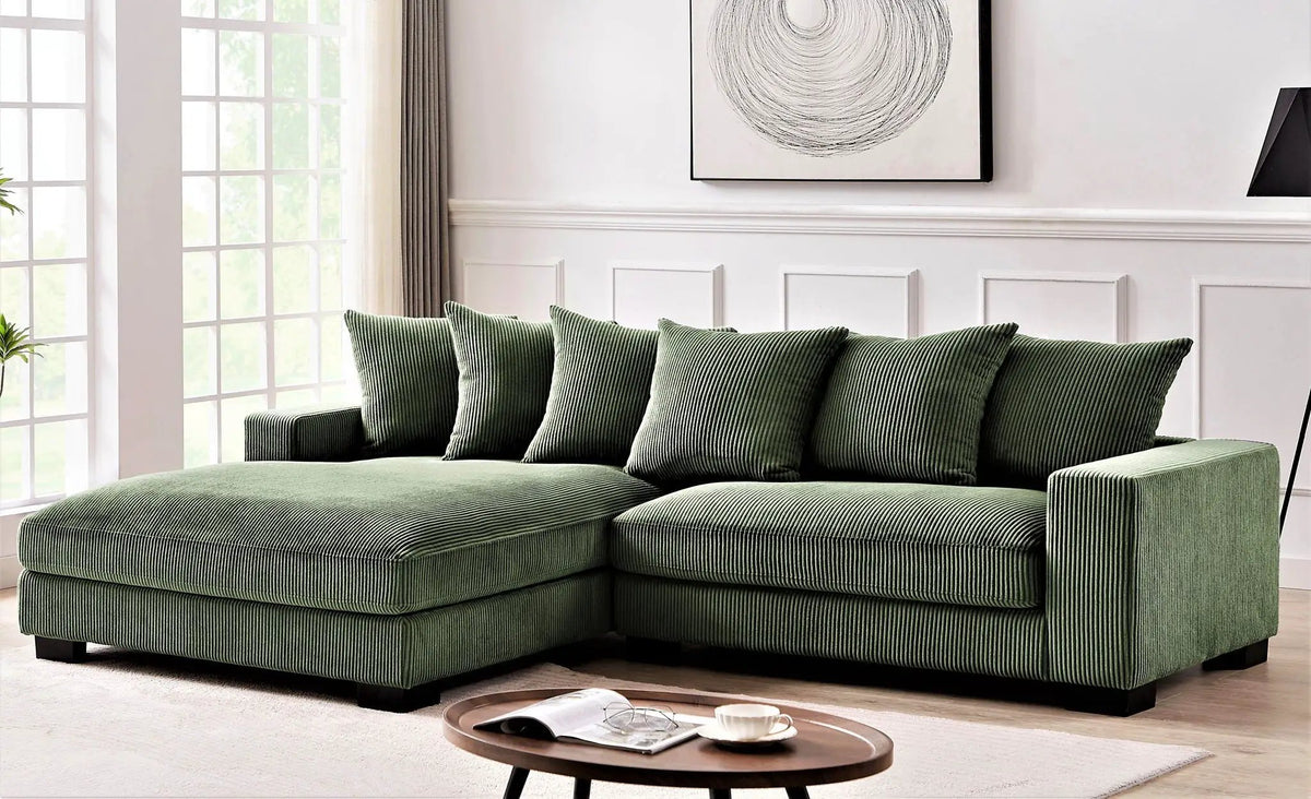 Luxe Oversized Sectional Sofa | 2 Piece L Shaped Couch | Chaise Included | Deep-Seated Design
