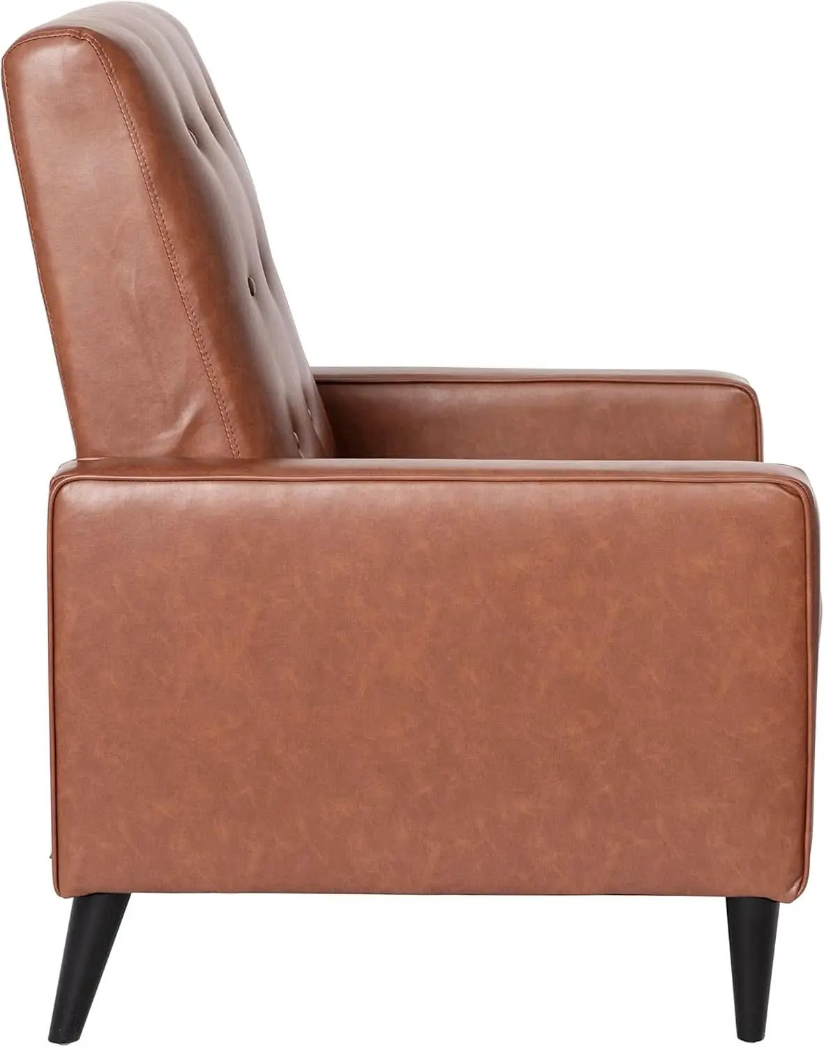 Erza Cognac Brown Leathersoft Pushback Mid Century Modern Recliner Chair from PriceLows™