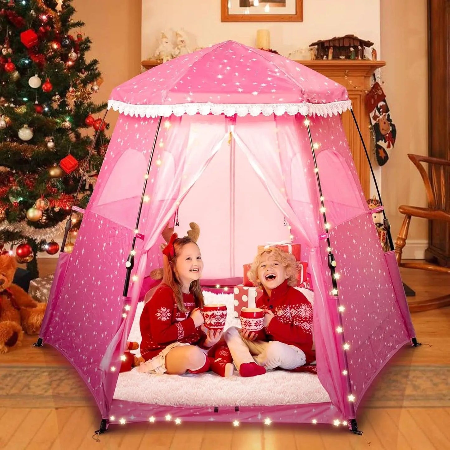 Kids Pop Up Play Tent 78x66 Inch Princess Castle Playhouse from PriceLows™