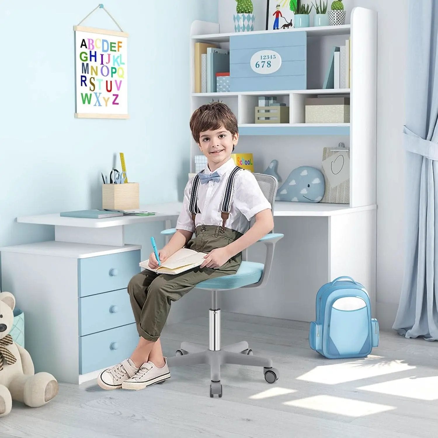Ergonomic Kids Desk Chair With Lumbar Support Blue from PriceLows™