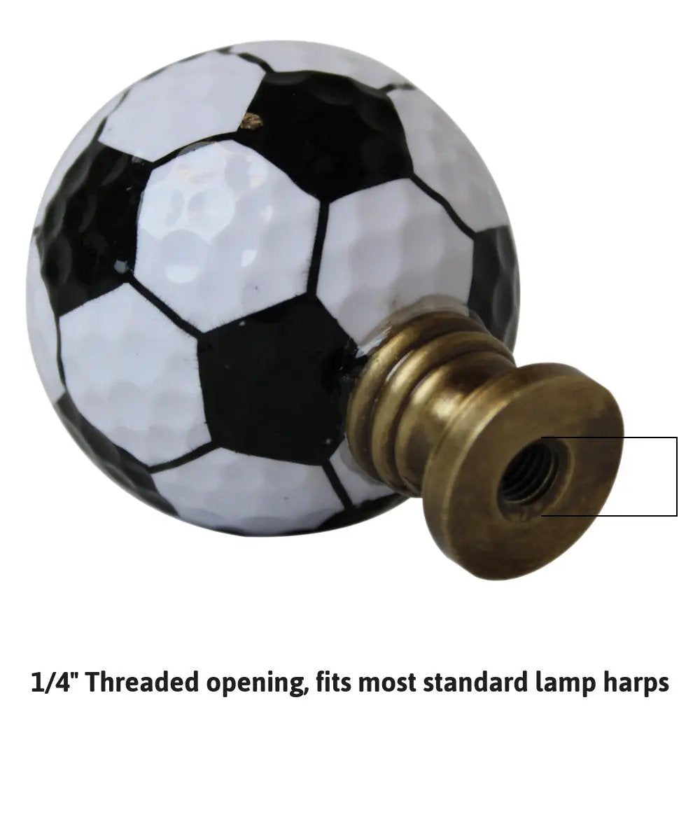 Lamp Finial | Soccer Ball Design | Black And White Pattern | 2.25 Inch