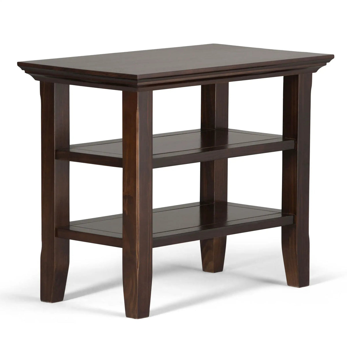 Acadian Narrow Side Table | Handcrafted Solid Wood | 2 Open Storage Shelves | 24 Inch Height