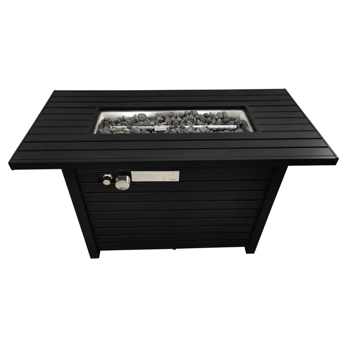 Black Fire Pit Table | Built-In Fire Pit | Dual Function Lid | Sleek Design