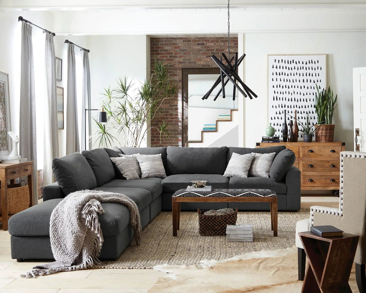 Serene 6-piece Upholstered Modular Sectional Sofa | 6-Piece Set | Linen | Charcoal