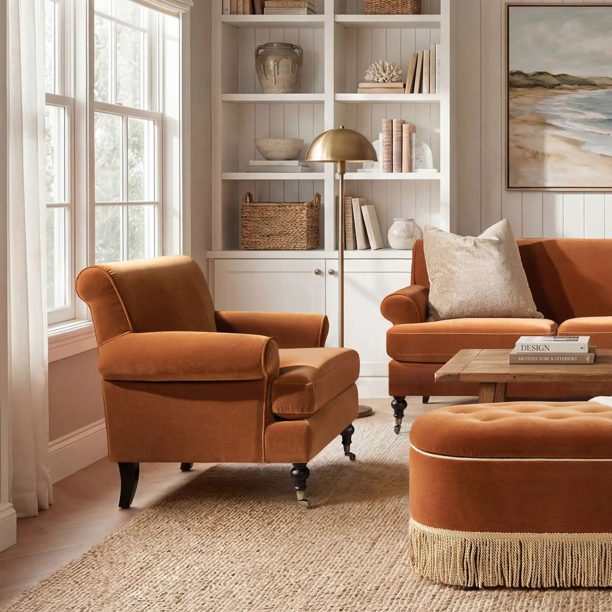 Alana Lawson Accent Arm Chair | Casters | Kiln-Dried Solid Wood Frame | Artisan Crafted