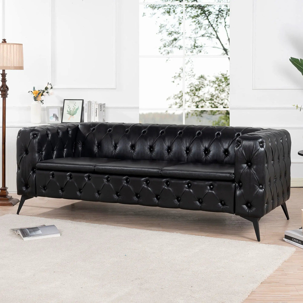 Square Arm Removable Cushion 3 Seater Sofa | 2 Pieces | Iron | Living Room