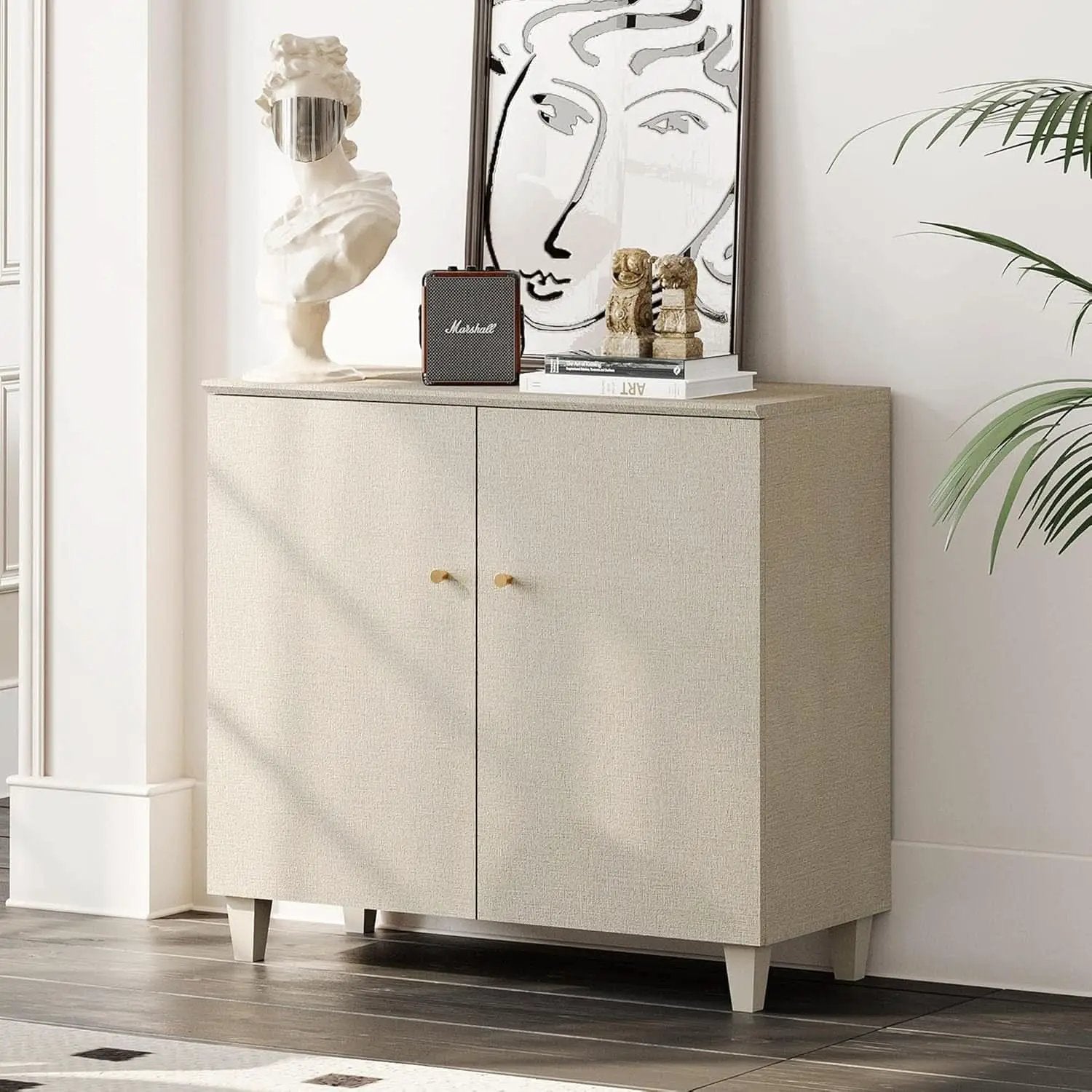 Beige Buffet Sideboard With Internal Storage Compartments from PriceLows™