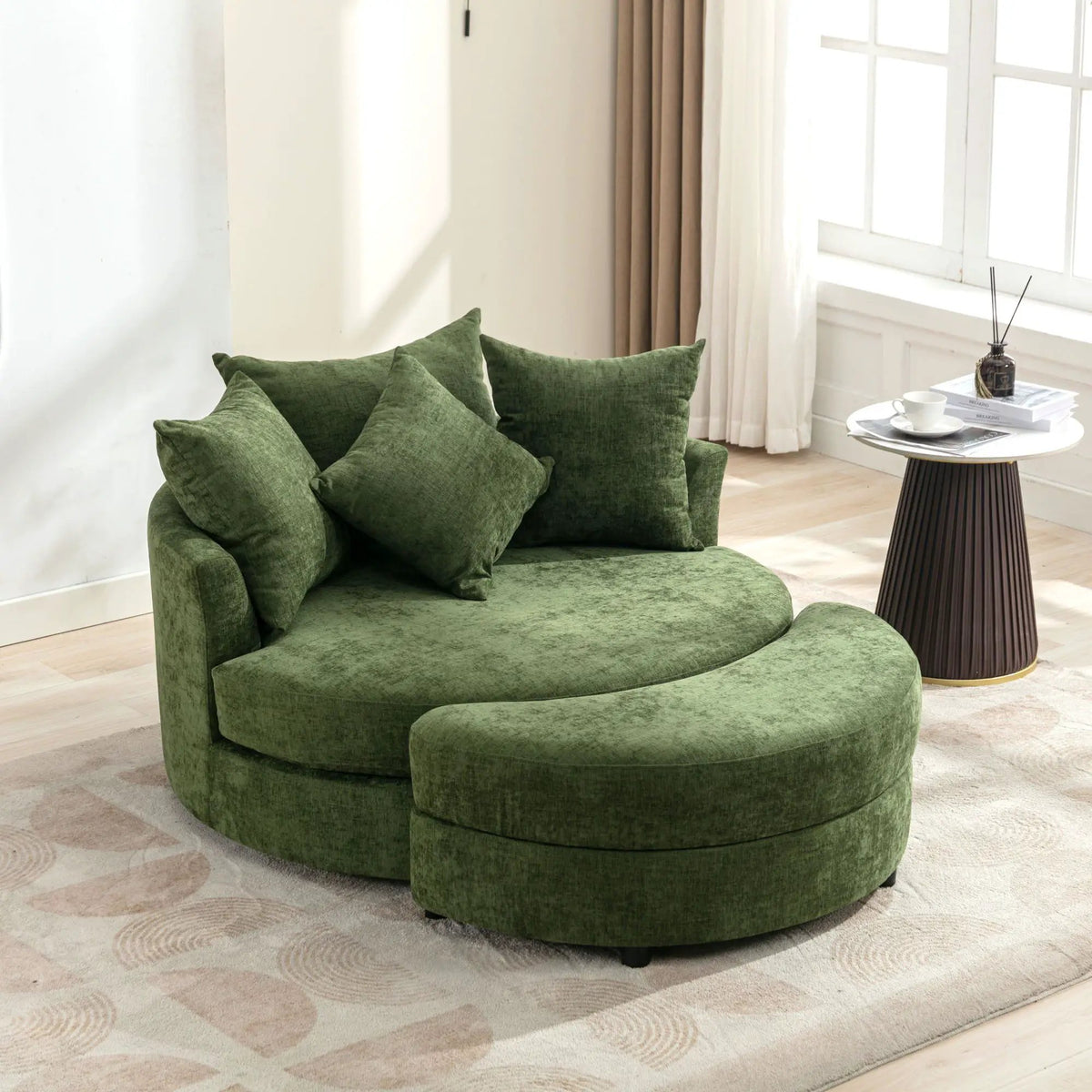 Swivel Accent Chair | 360 Degree Rotation | Ergonomic Padded Seat | Round Frame