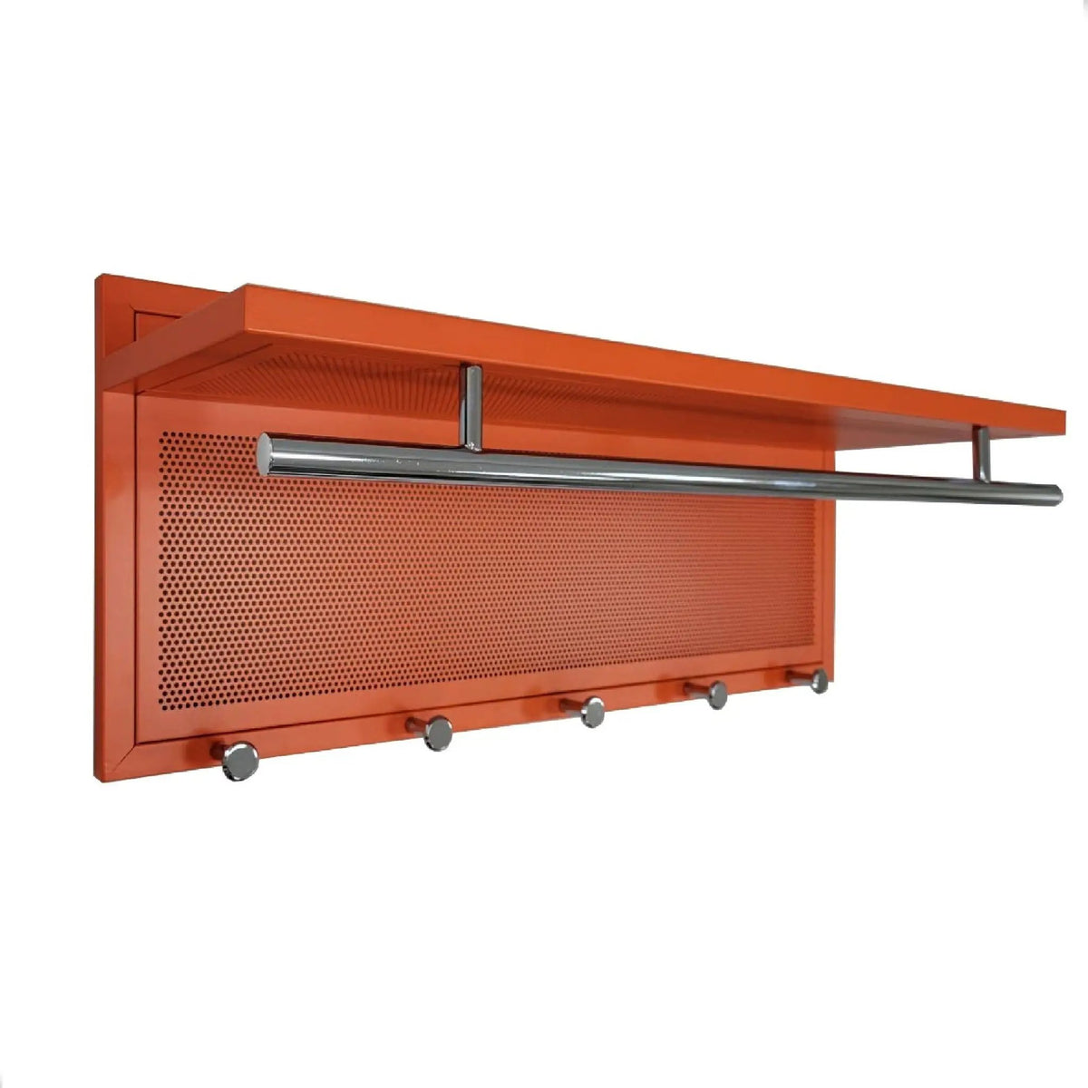 Wall Mounted Coat Rack | 5 Metal Hooks | Storage Shelf And Hanging Bar