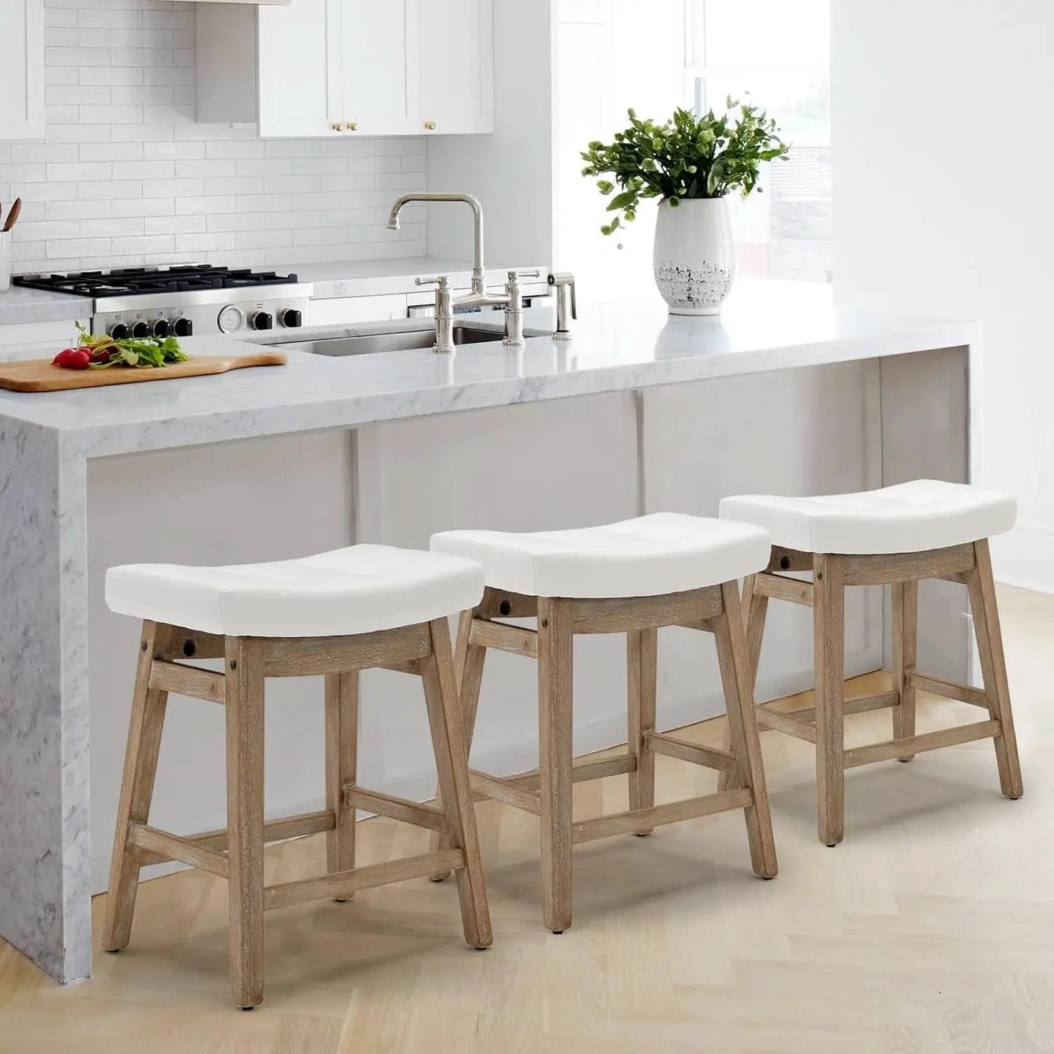 Comfortable Saddle Seat Bar Stools Set of Six from PriceLows™