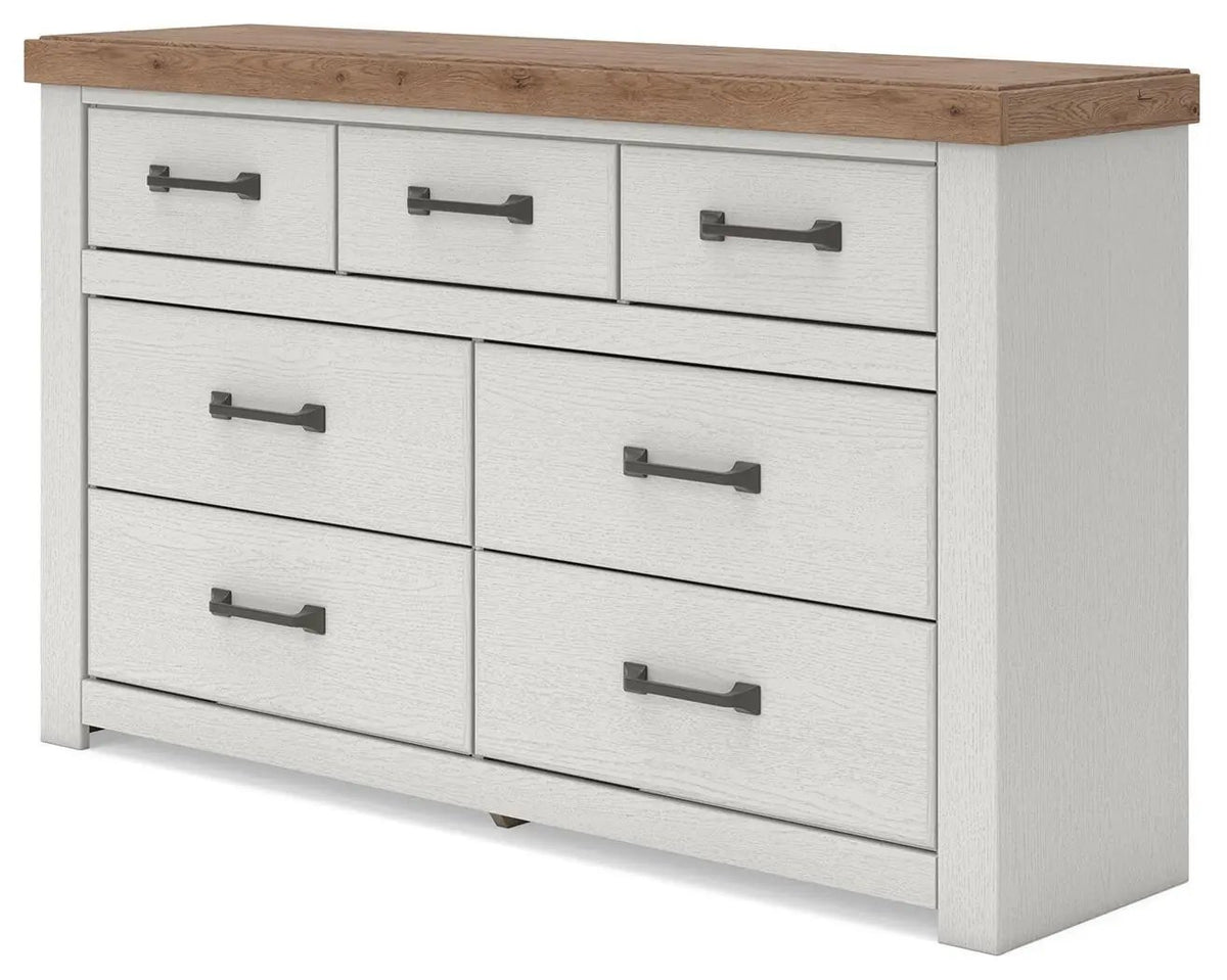 Farmhouse Dresser | White Oak Finish | Dark Brass Handles