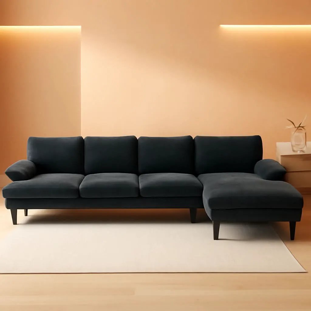 U Shape Sectional Sofa 111 Inch Black Living Room Setup from PriceLows™