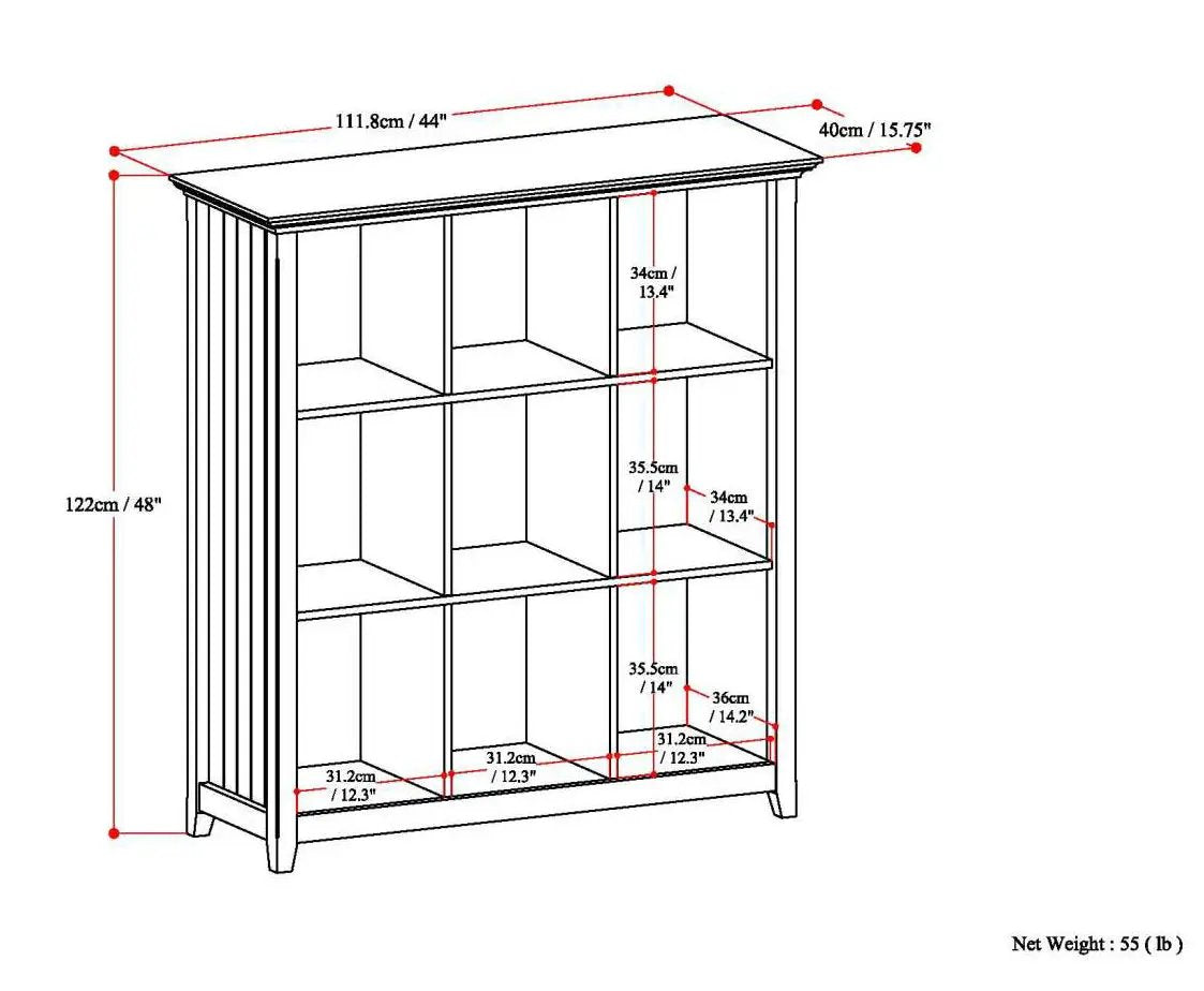 Acadian Cube Storage | Handcrafted Solid Wood | Twelve Large Cubbies | 57 Inch Width