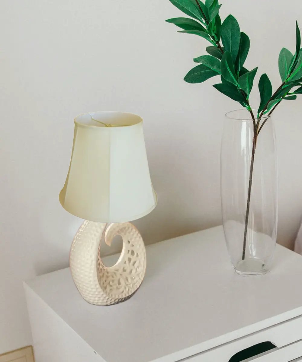 Empire Lamp Shade | 17 By 14 Inches | Eggshell Shantung | Heavy Frame