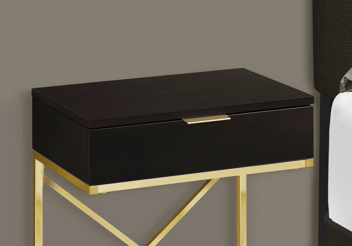 Accent Side Table | Spacious Tabletop | Storage Drawer | Metal Frame
