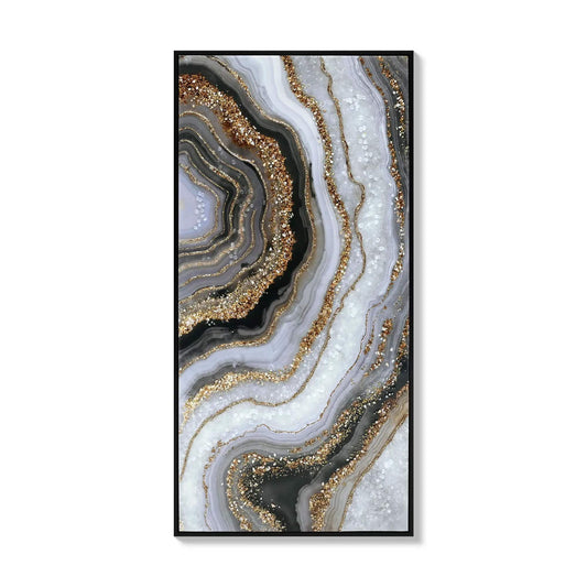 Canvas Painting Wall Art Framed, Artwork Decor, Picture Marble Print Paintings For | 20 x 40 x 1.4 in | Marble & Glass | Gold