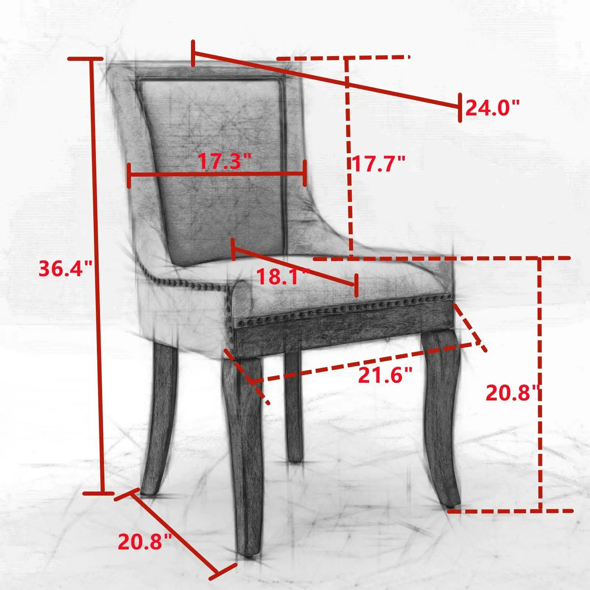 Ultra Nail Head Dining Chairs | Set Of 2 | Neutral Solid Wood Legs | Soft Fabric
