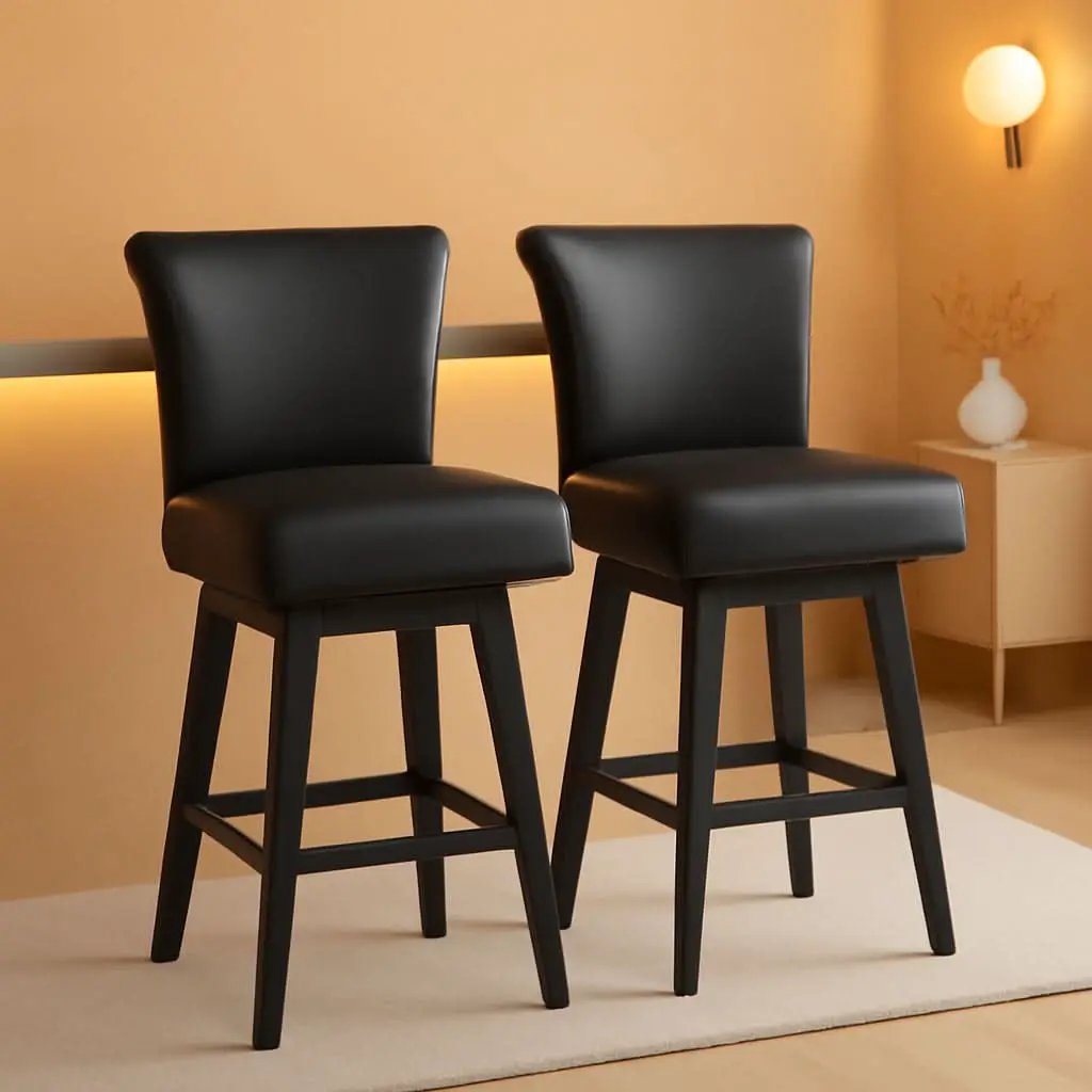 30 Inch Counter Height Swivel Bar Stools Set Of 2 Black from PriceLows™