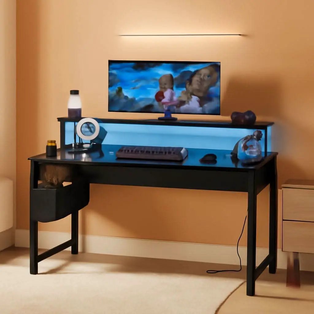 40 Inch Wide Gaming Desk With RGBLED Lighting Effects from PriceLows™