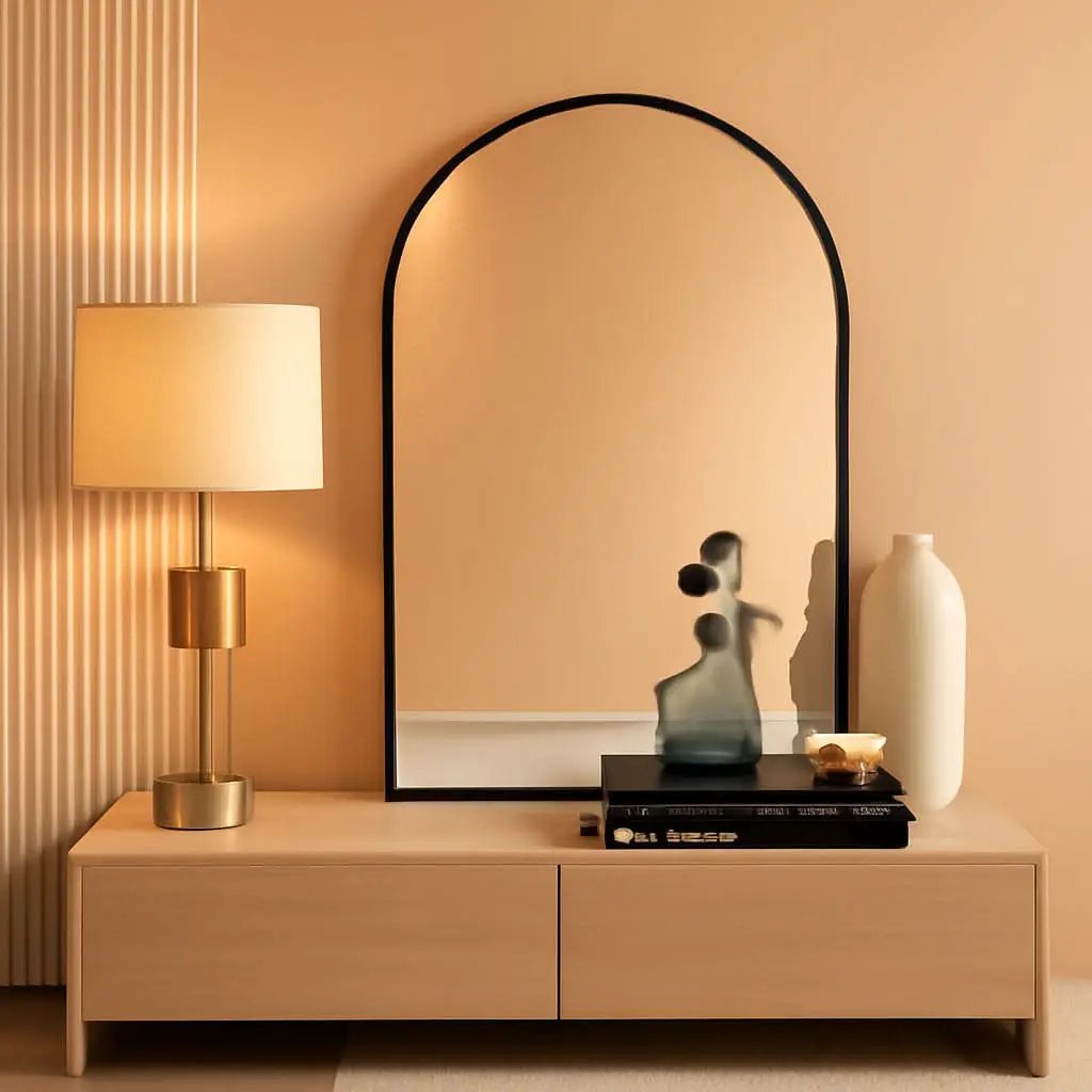 Arched Wall Mirror 24x36 Black Frame Wall Mounted Vanity from PriceLows™