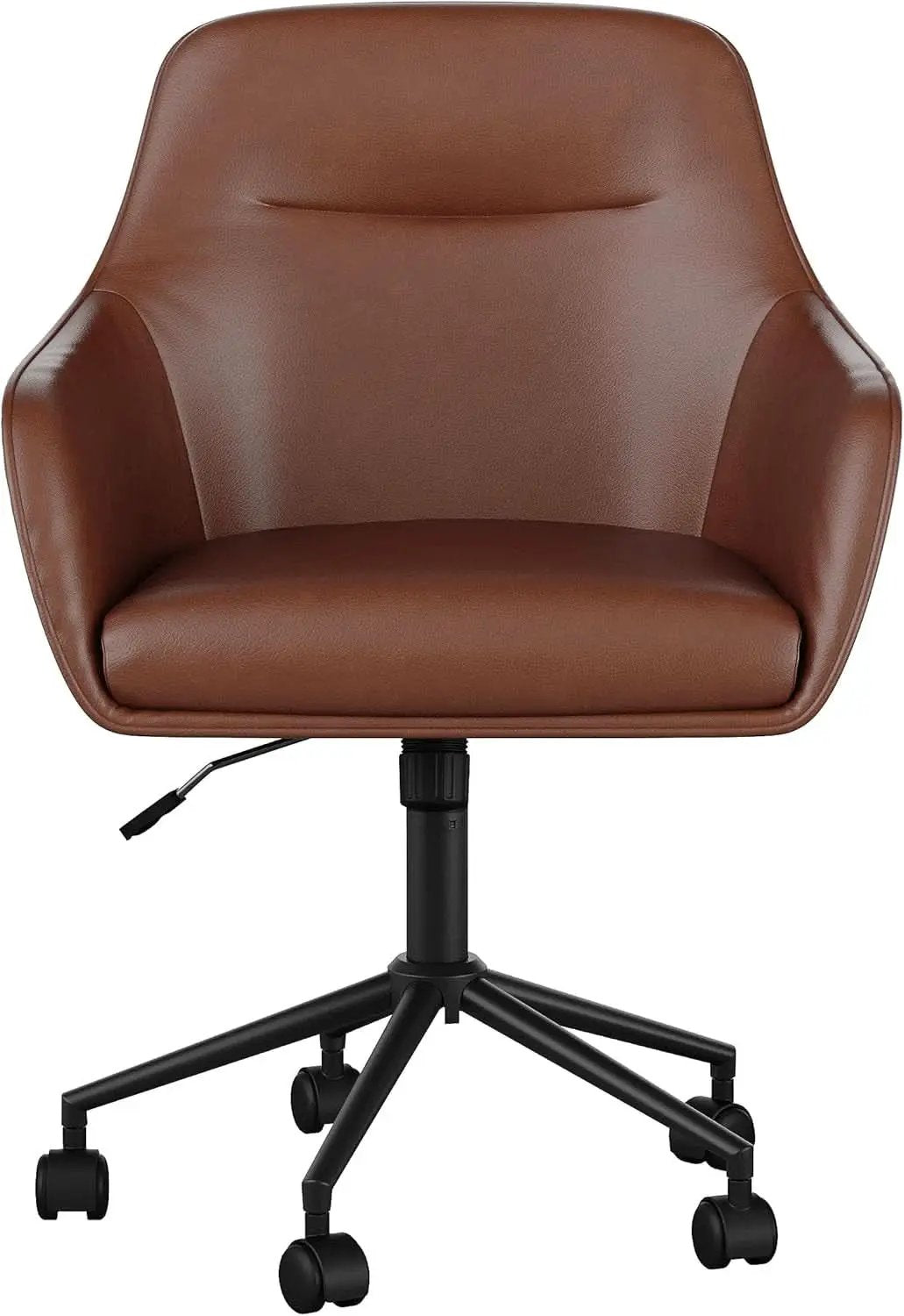 Rayna Swivel Task Chair Saddle Brown With Flared Arms from PriceLows™