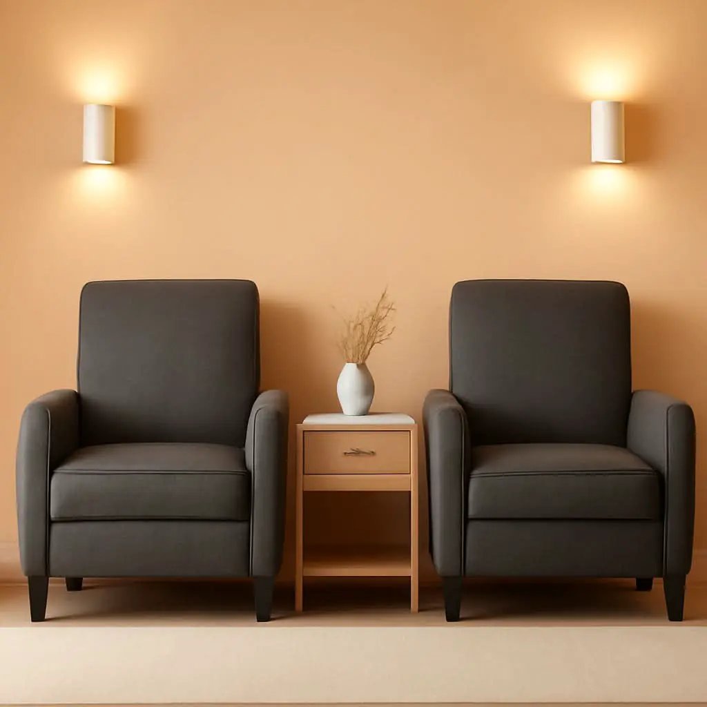 Emmie Fabric Recliner Set Of 2 In Smoke And Dark Brown from PriceLows™