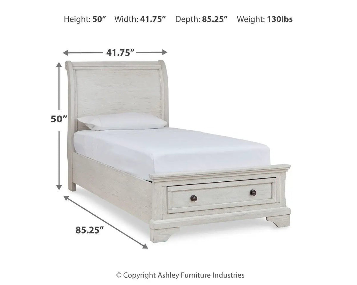 Robbinsdale Sleigh Storage Bed | Elegant Timeless Design | Bedroom Foundation | 85.25 Inch Length