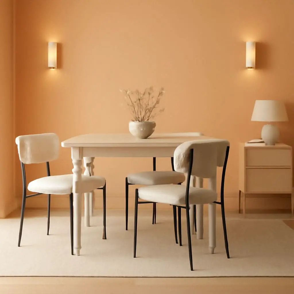 White Boucle Upholstered Dining Chairs With Cushions from PriceLows™