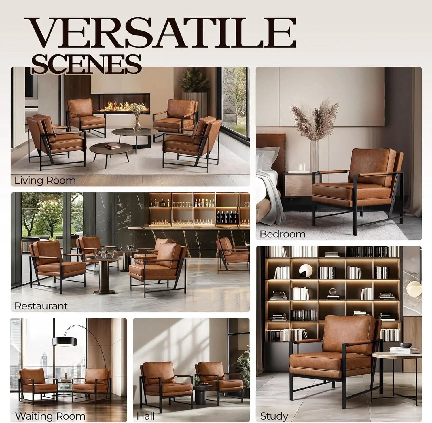 Luxurious PU Leather Armchair Set Ultrasoft Chestnut from PriceLows™