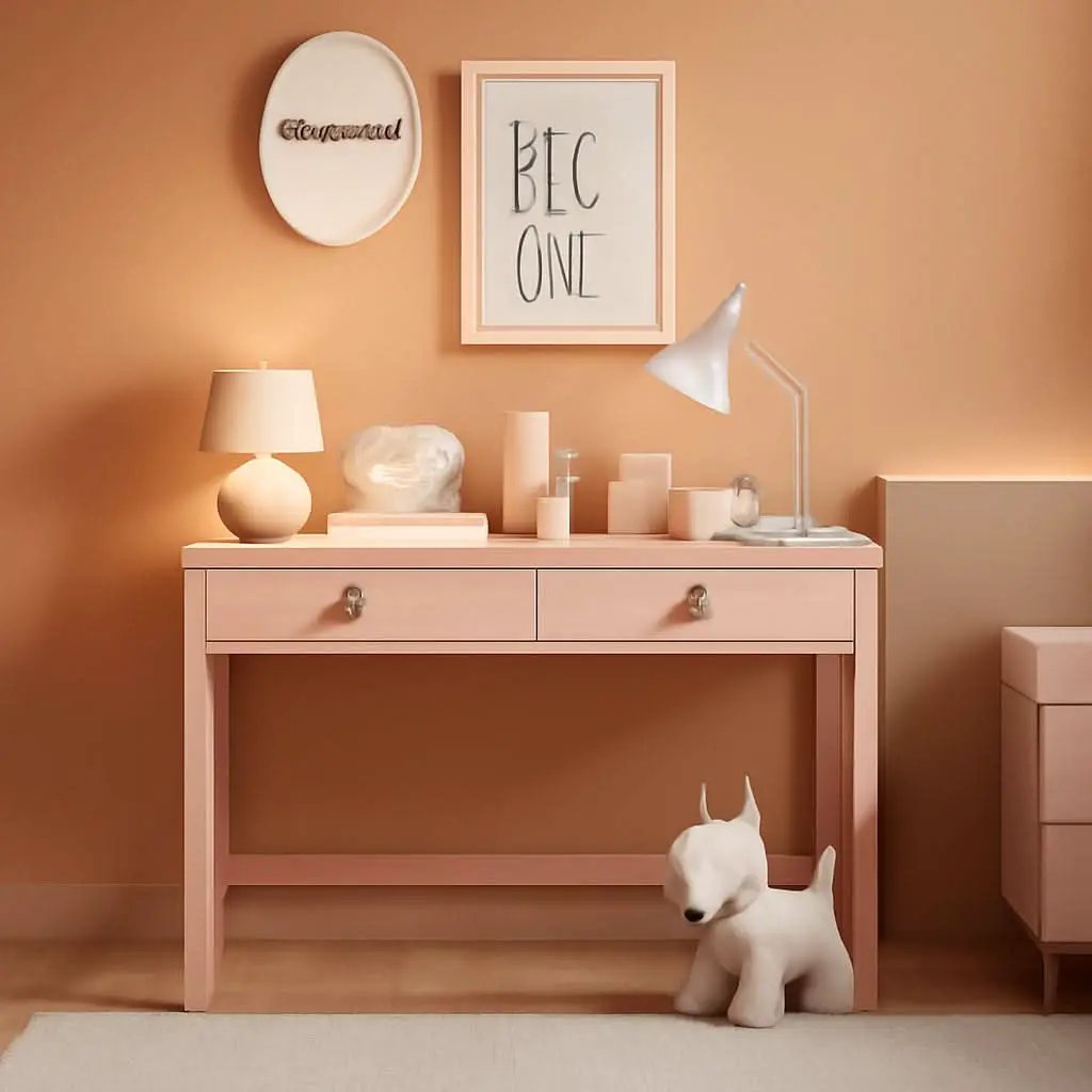 Pink Modern Vanity Desk With Drawers For Home Office from PriceLows™