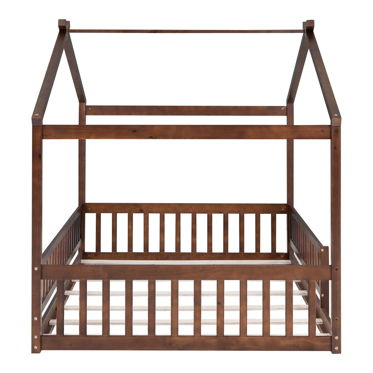 Kids Bed Frame | Playhouse Design | Roof And Fence | Toddler Size