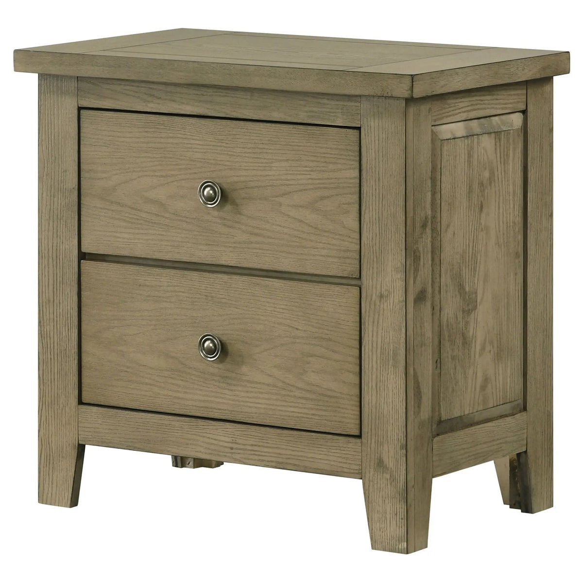 Hazlewood 2-drawer Nightstand Bedside Table Vineyard | 25.75 x 15.25 x 25.25 in | Rubberwood & Engineered Wood | Oak