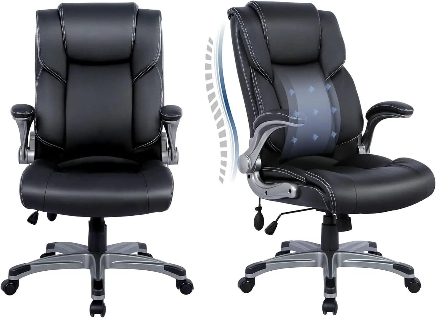Black Leather Executive Office Chairs 2 Pack With Flip Arms from PriceLows™
