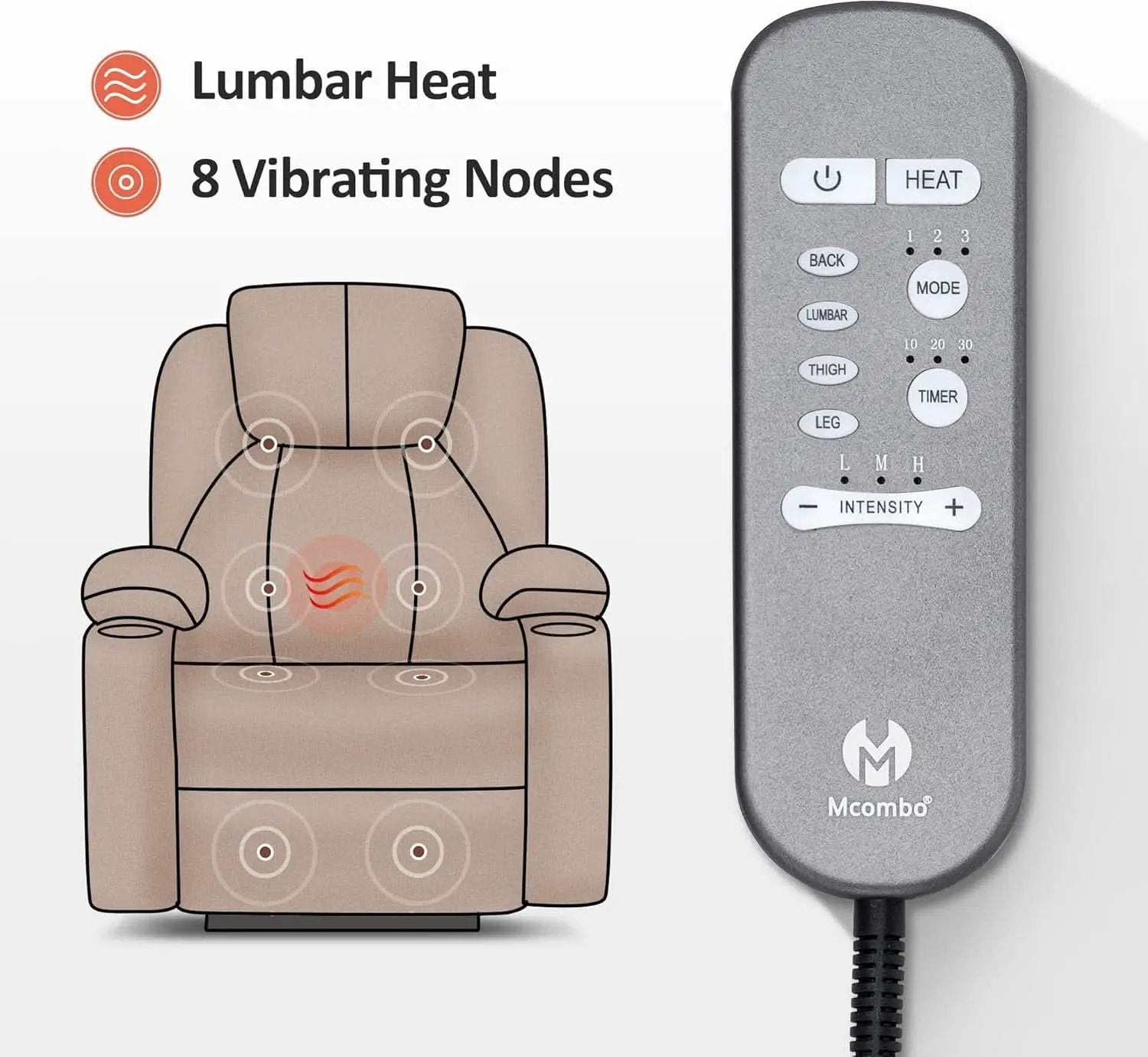 Large Power Lift Recliner Chair With Massage And Heat from PriceLows™