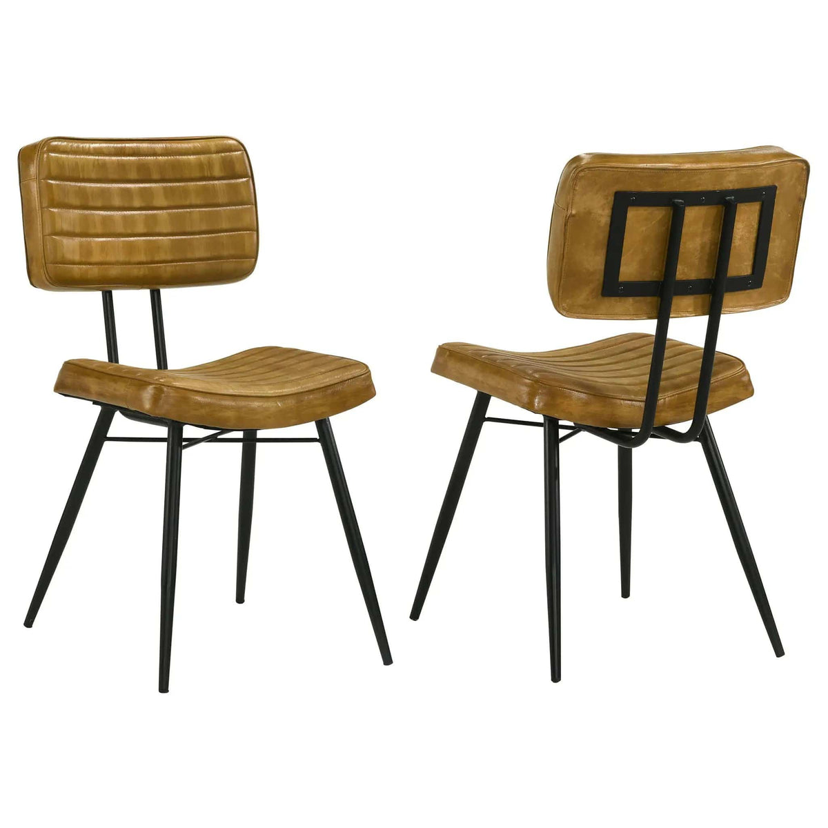 Misty Leather Upholstered Dining Side Chair Camel (Set of 2) | 17.75 x 17.75 x 33.75 in | Leather & Metal | Dining Room