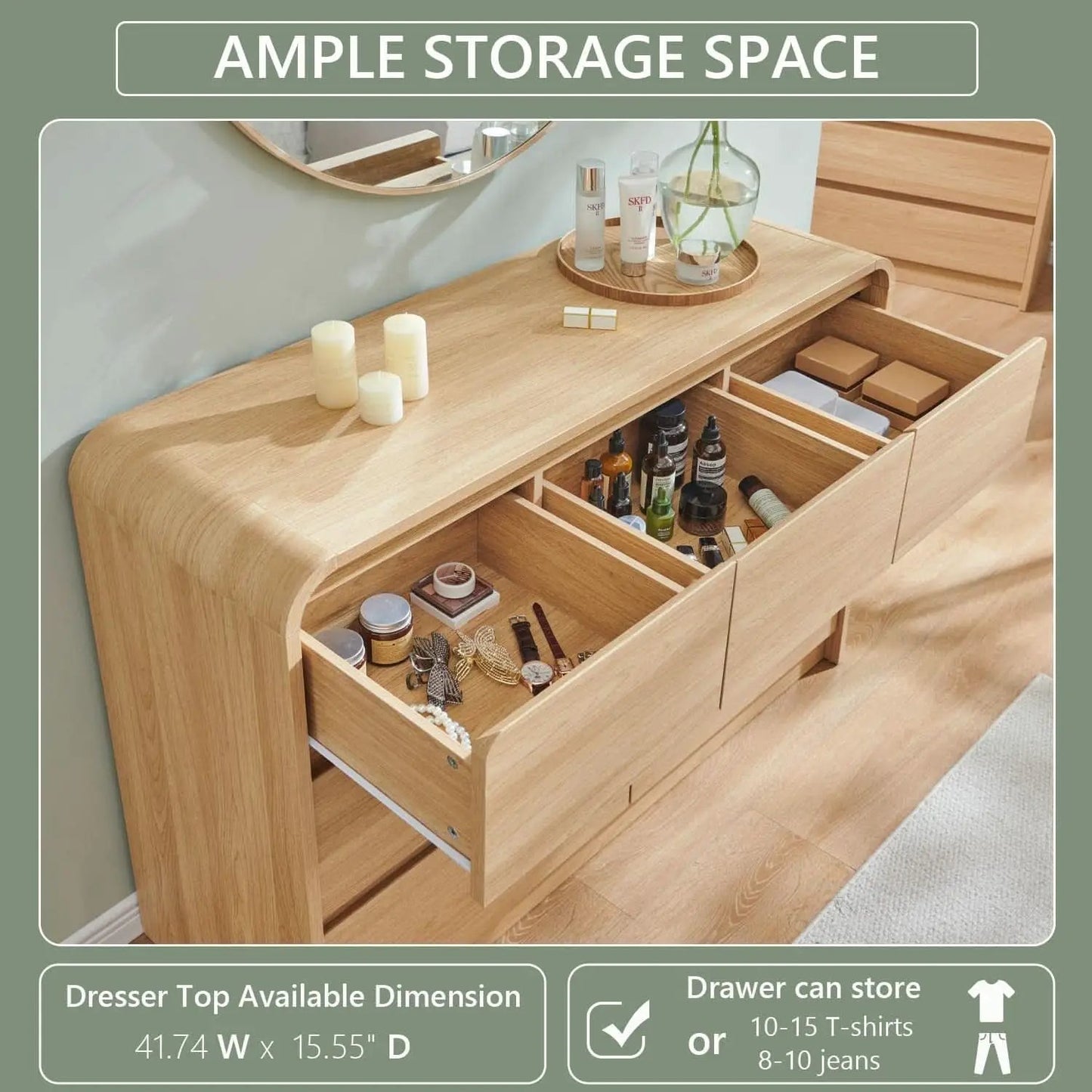 Contemporary Oak Seven Drawer Dresser With Textured Surface from PriceLows™