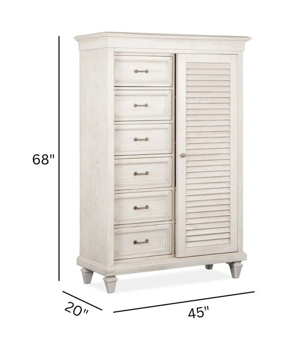 Newport Gentleman's Chest | 20 x 45 x 68 in | Mdf & Veneer | Alabaster
