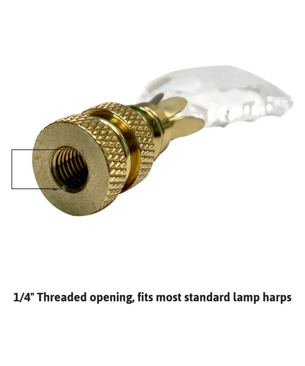 Lamp Finial | Crystal Gothic Cross | Brass Base | 2.75 Inches