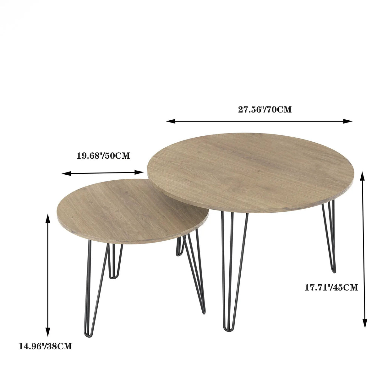 Round Nesting Coffee Table | Faux Marble Top | Steel Base | Set Of 2