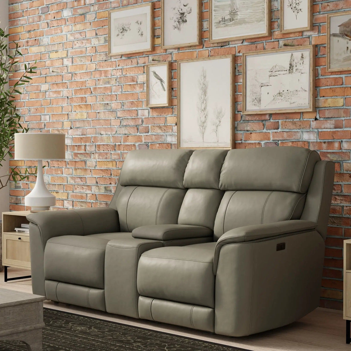 Oslo Dual Power Reclining Loveseat With Console | 2 Pieces | Living Room Furniture | Living Room