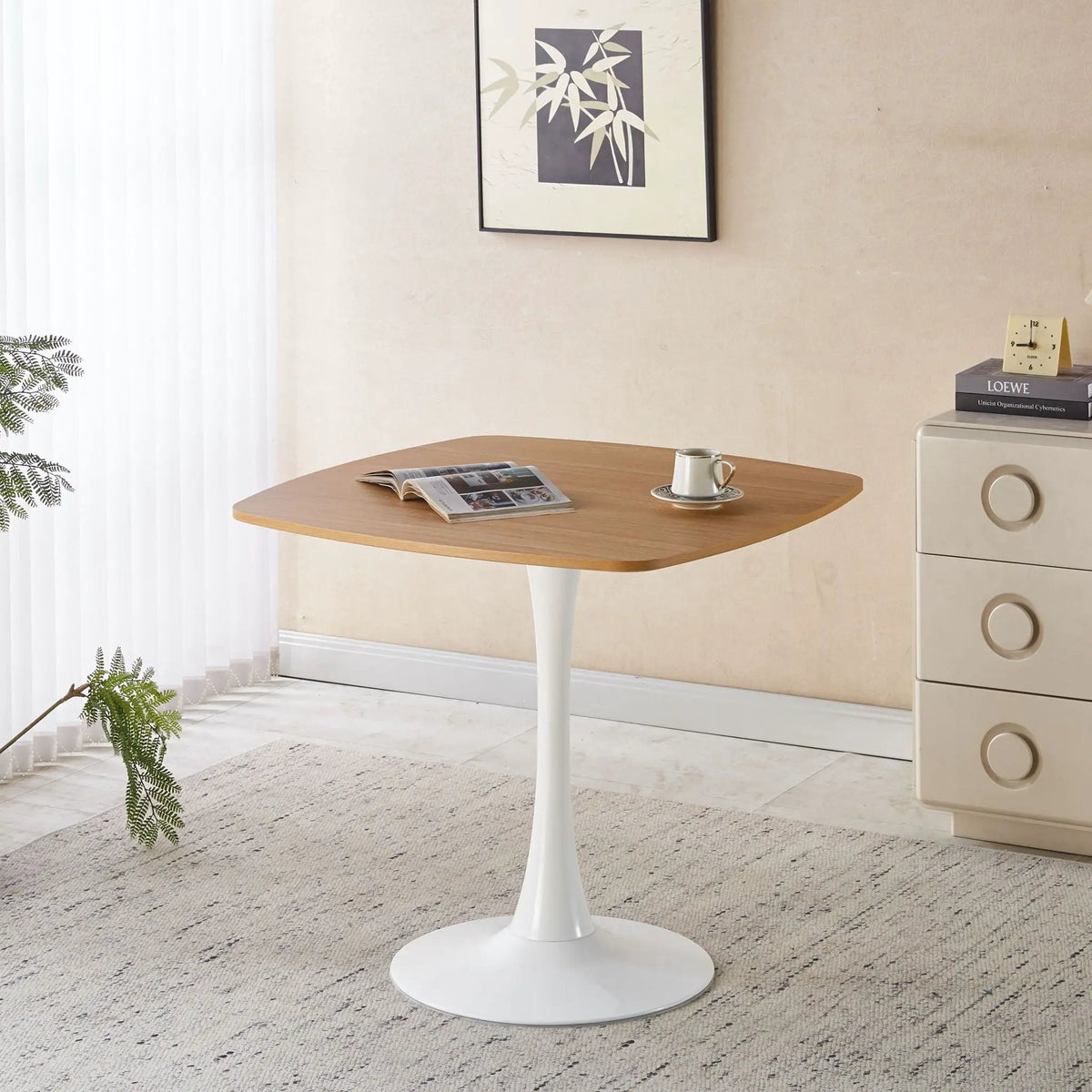 Modern Dining Table | 42 Inch Square | Pedestal Base | Contemporary Design