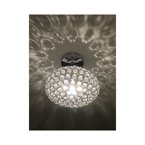 Semi Flush Mount Light | 9 Inch Wide | Chrome And Cut Glass Beads | 1 Light