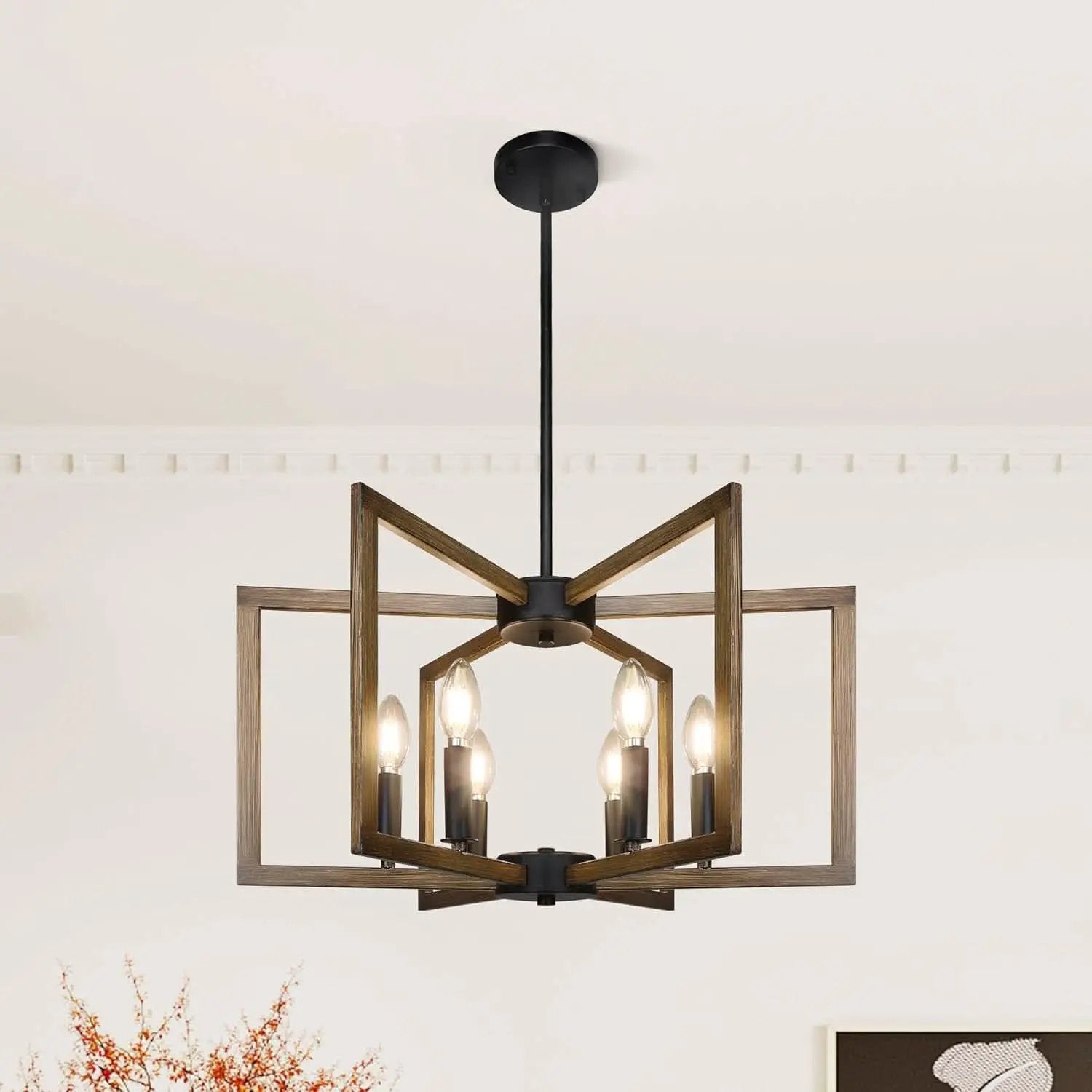 6 Light Black Finish Modern Farmhouse Pendant Lights from PriceLows™
