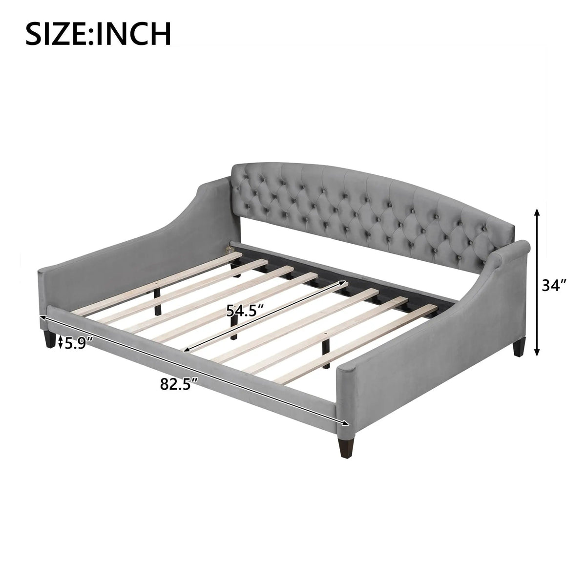 Tufted Button Daybed | Modern Design | Reinforced Slats | Solid Legs