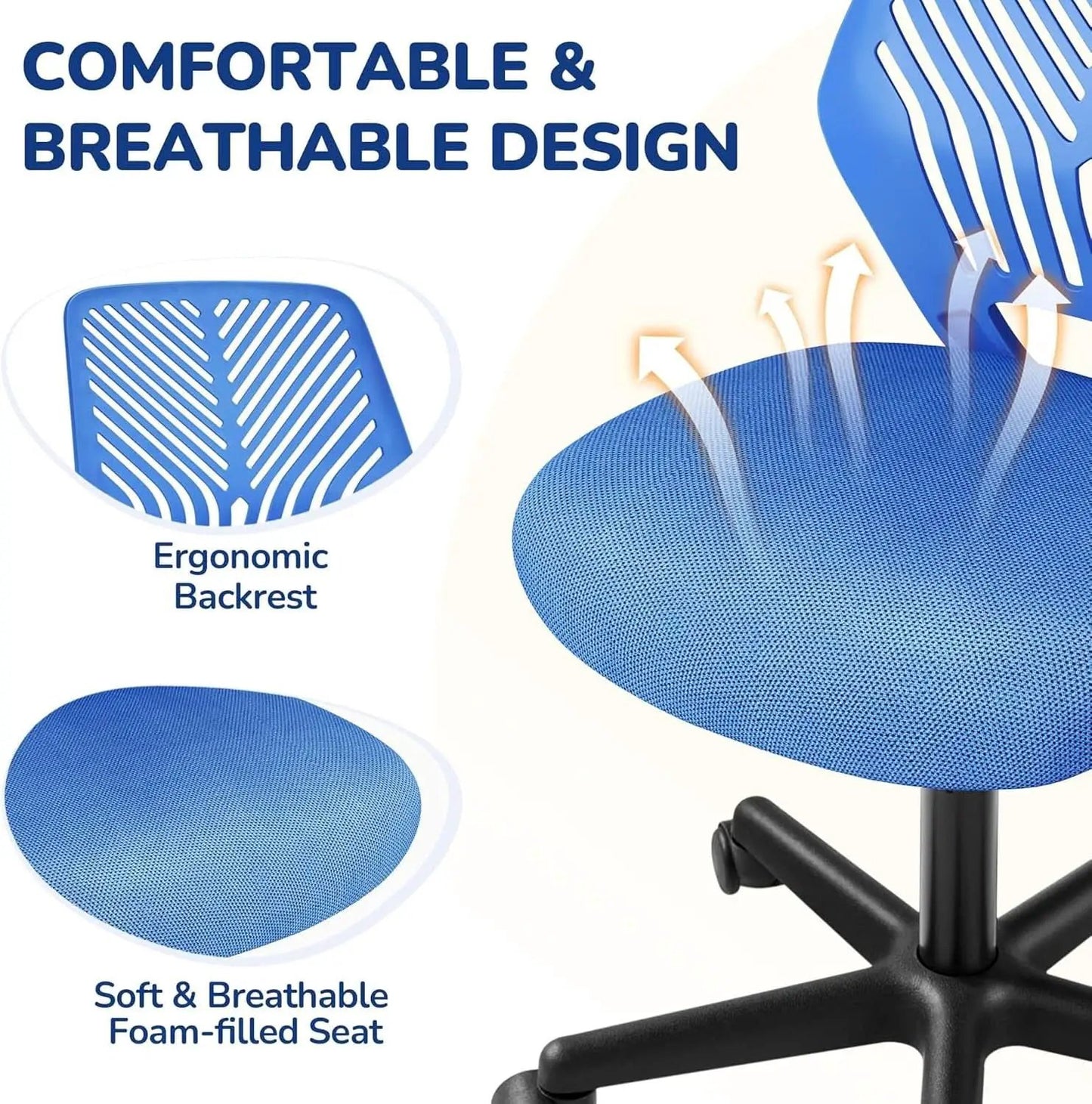 Blue Adjustable Student Desk Chair With Lumbar Support from PriceLows™